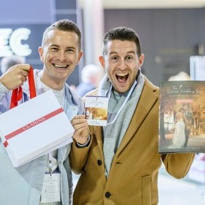 Press Page - Image of 2 VIP visitors looking happy with their goody bags